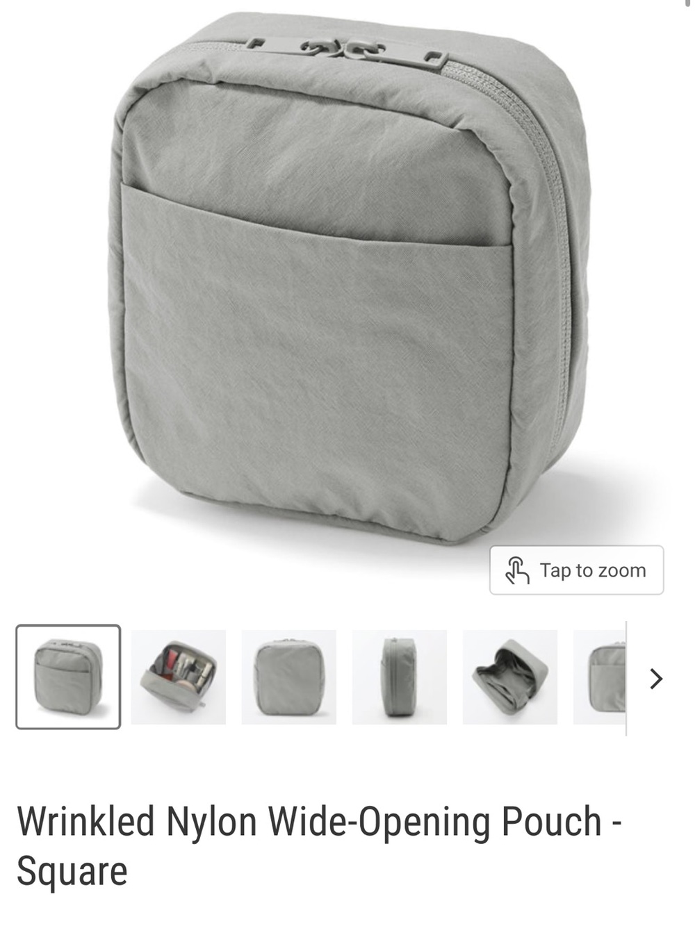 Muji Square Nylon Pouch - Light Gray